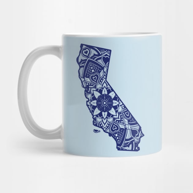 Blue California State Gift Mandala Yoga CA Art by Get Hopped Apparel